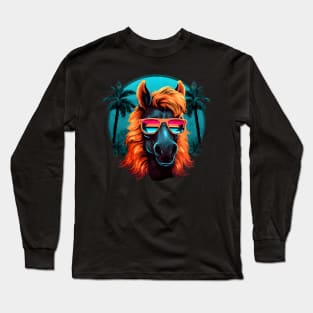 Retro Wave Shetland Pony Horse Long Sleeve T-Shirt